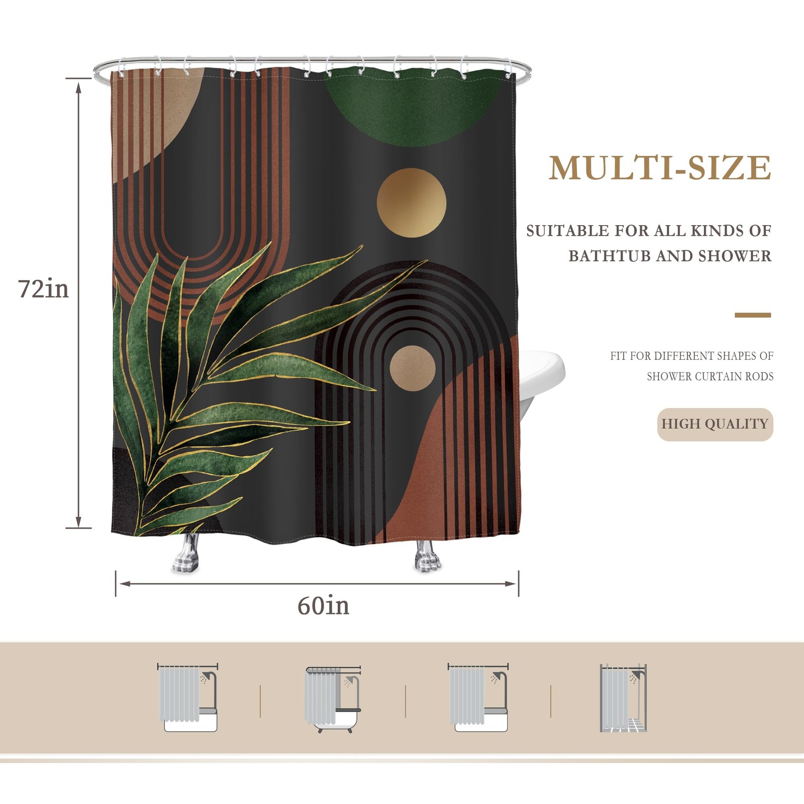 Custom Printed Bath Curtain — custom printed polyester bath curtain detail view