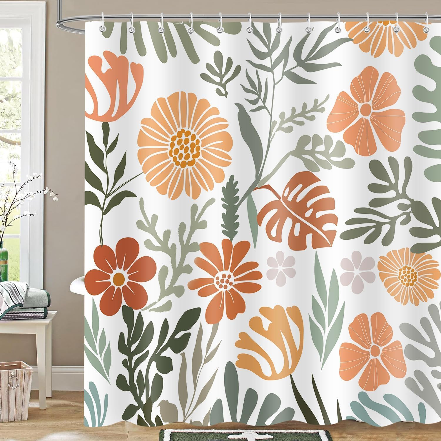 Custom Printed Bath Curtain — custom printed polyester bath curtain detail view