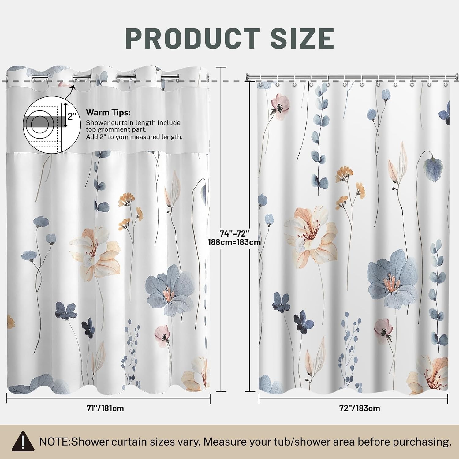 Custom Printed Bath Curtain — custom printed polyester bath curtain detail view