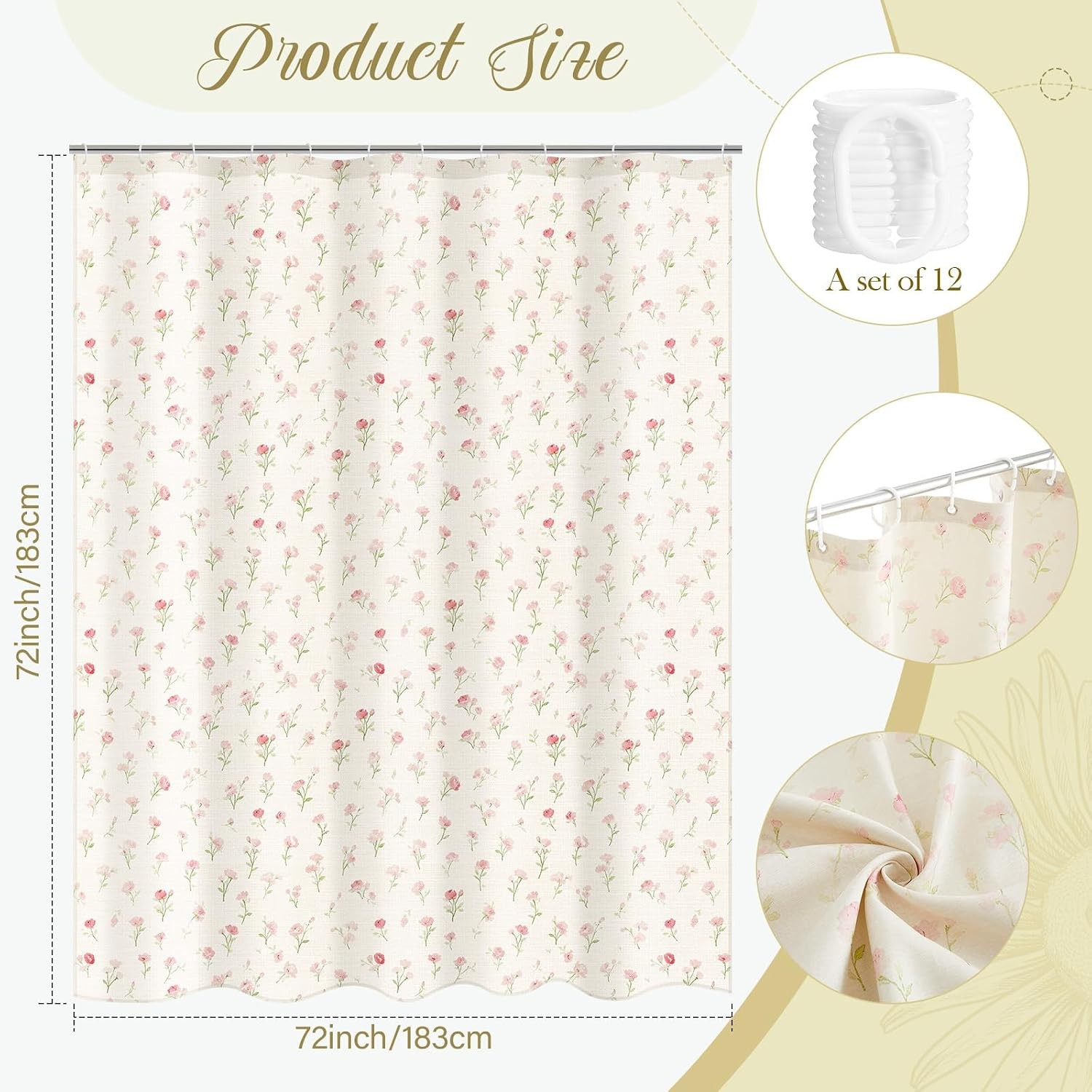 Custom Printed Bath Curtain — custom printed polyester bath curtain detail view