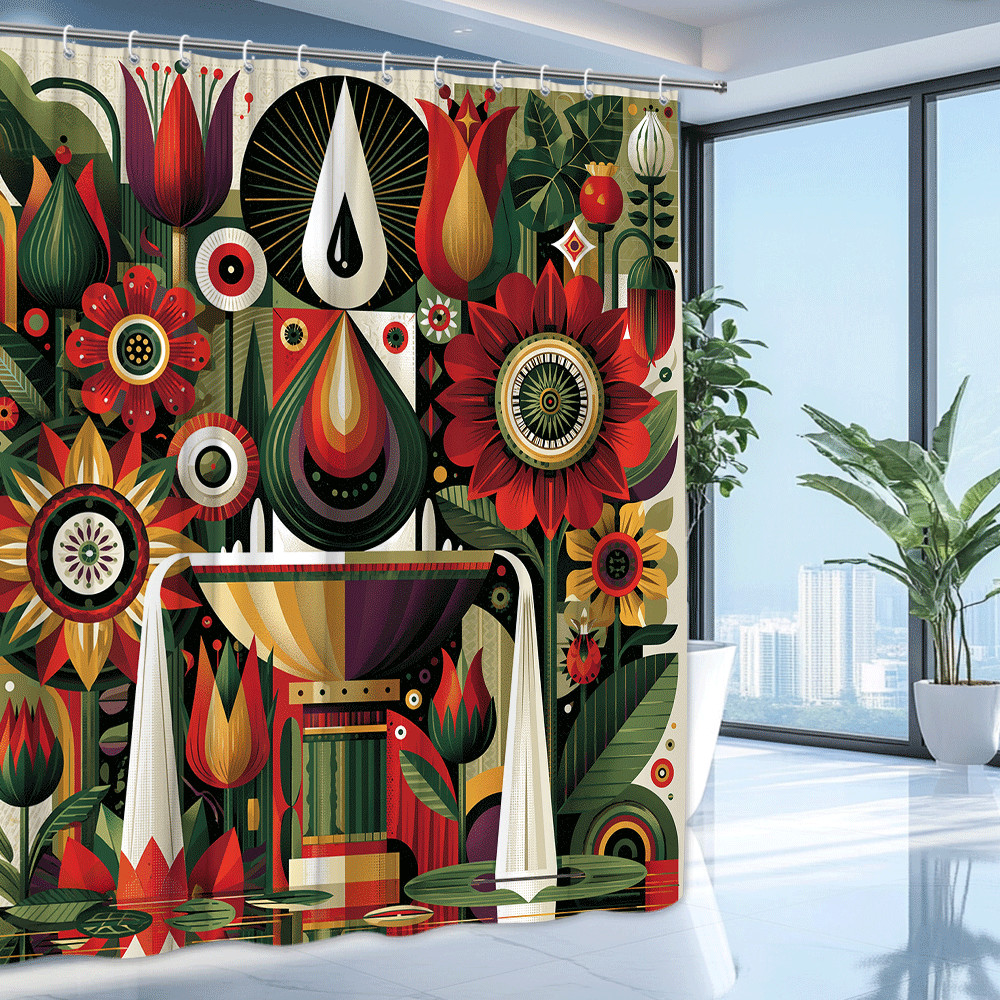 Custom Printed Bath Curtain — custom printed polyester bath curtain detail view