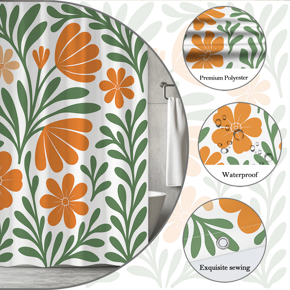 Custom Printed Bath Curtain — custom printed polyester bath curtain detail view