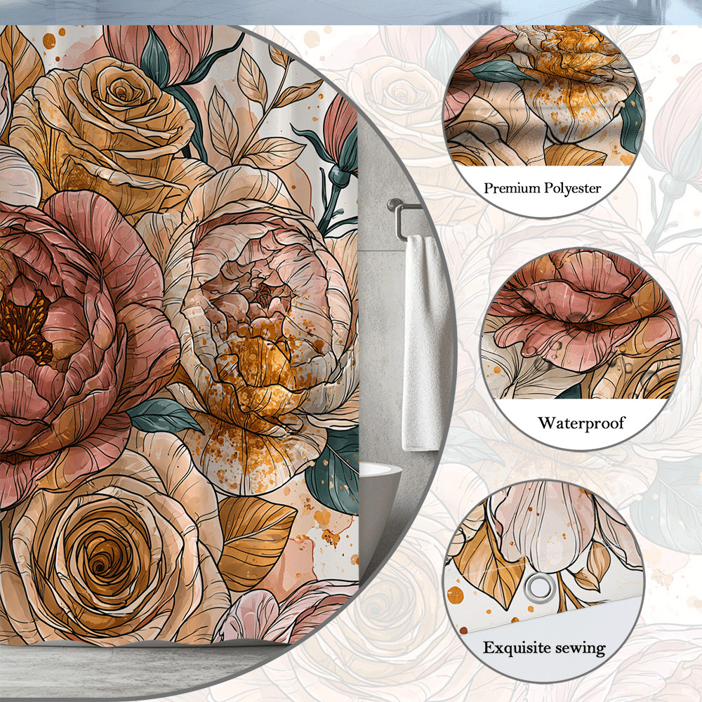 Custom Printed Bath Curtain — custom printed polyester bath curtain detail view