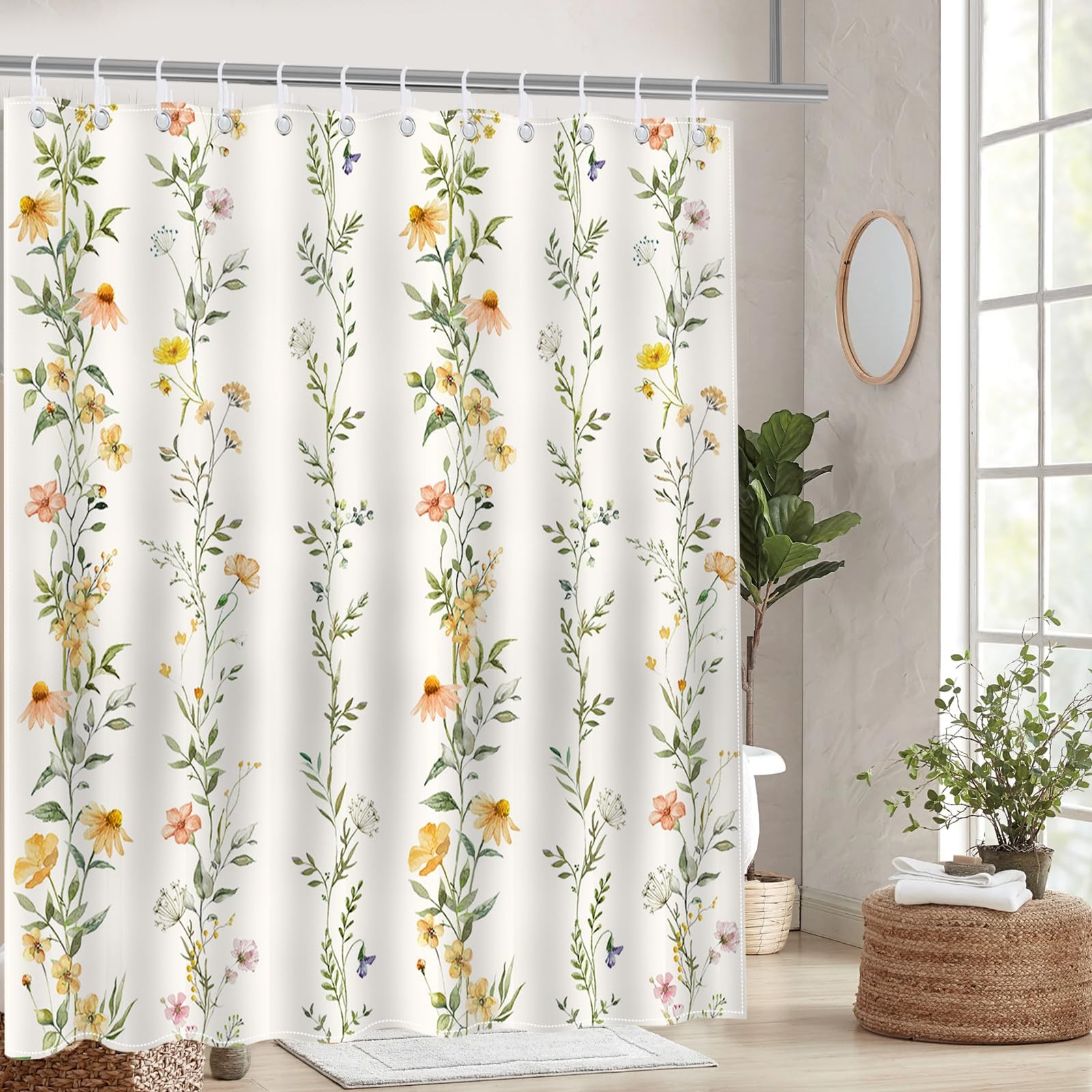 Custom Printed Bath Curtain — custom printed polyester bath curtain detail view