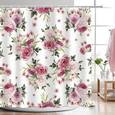 Vintage Floral Shower Curtain Home Decor Pink Rose Shower Curtains for Bathroom — custom printed polyester bath curtain
