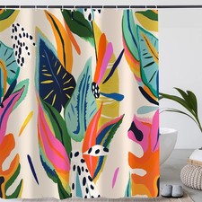PAOPOED Boho Colorful Floral Shower Curtain, Abstract Art Modern Asthetic Jun... — custom printed polyester bath curtain