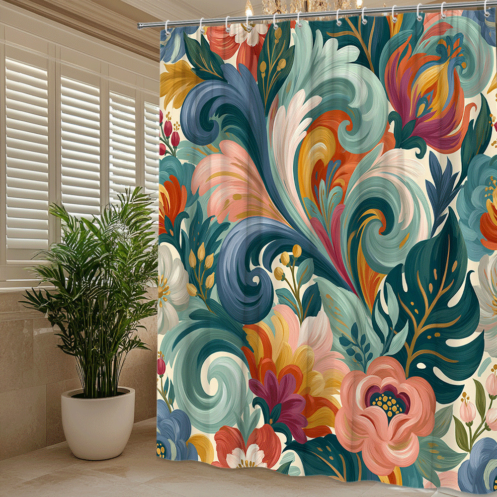 Custom Printed Bath Curtain — custom printed polyester bath curtain detail view