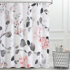 Ruelvth Grey Eucalyptus Shower Curtain 72"W x 72"L (Pack of 1), Pink — custom printed polyester bath curtain