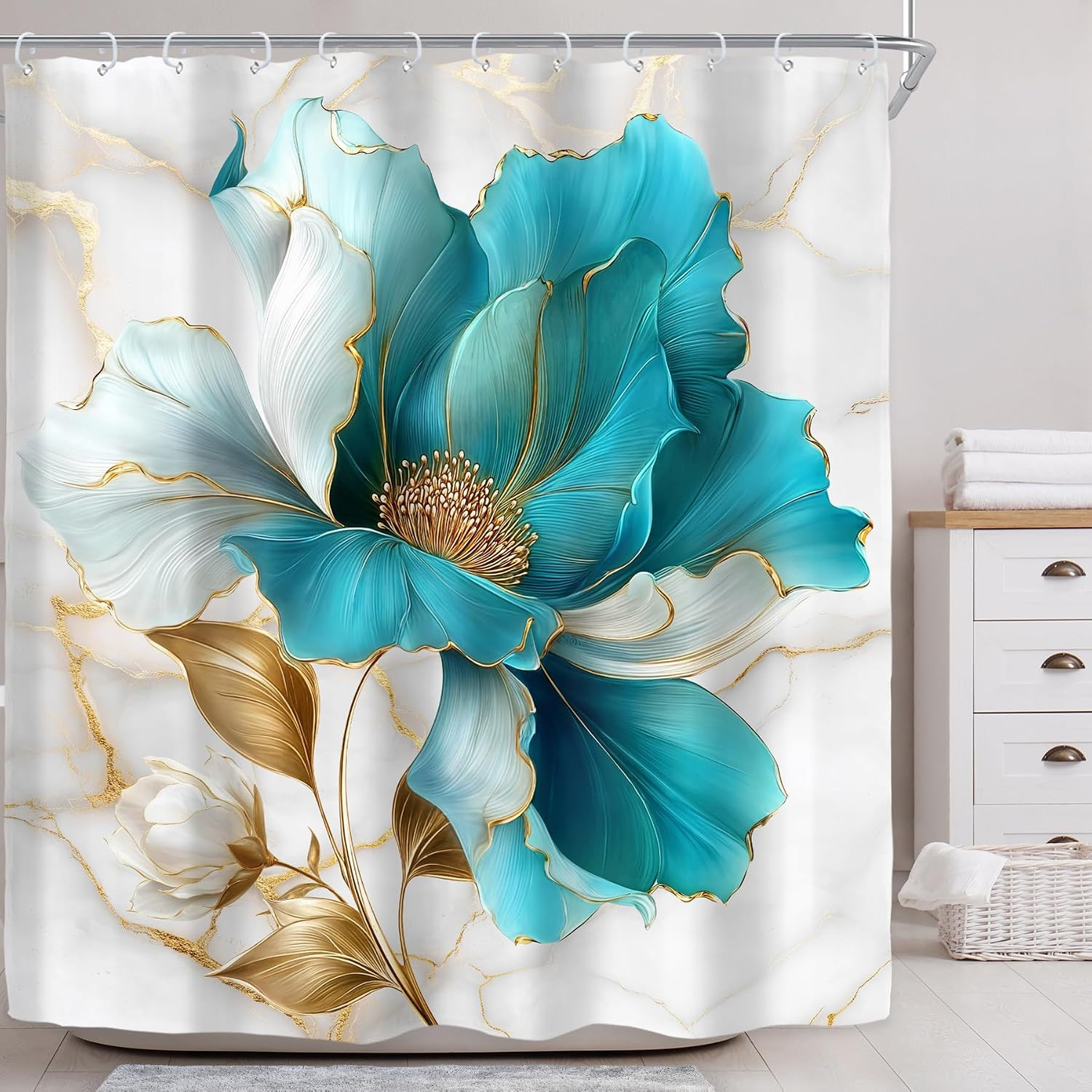 Custom Printed Bath Curtain — custom printed polyester bath curtain detail view
