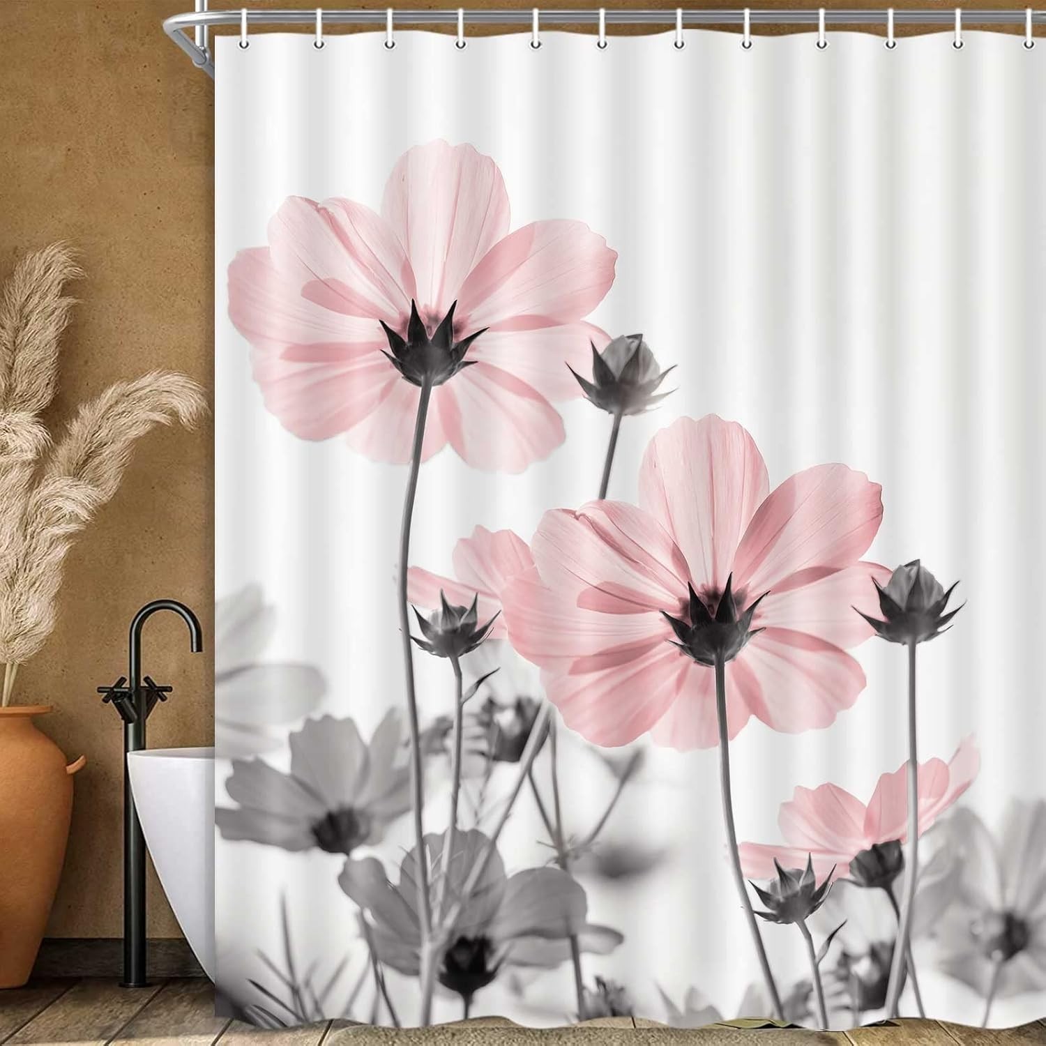 Custom Printed Bath Curtain — custom printed polyester bath curtain detail view
