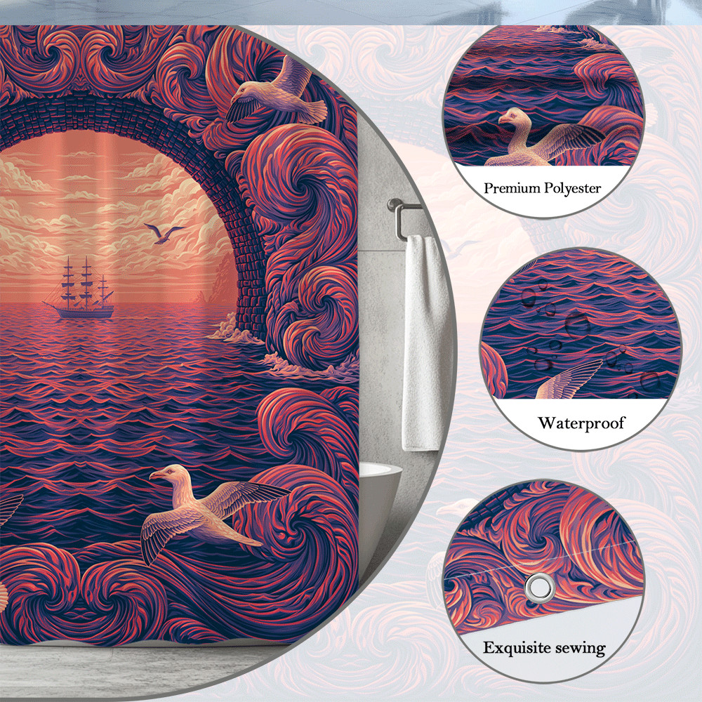 Custom Printed Bath Curtain — custom printed polyester bath curtain detail view