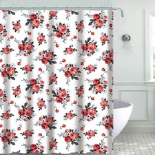 Sabina Floral Printed Canvas Shower Curtain, Multi, 70x72 Inches — custom printed polyester bath curtain
