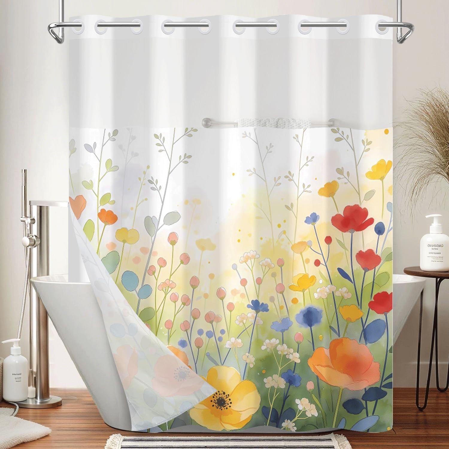 Custom Printed Bath Curtain — custom printed polyester bath curtain detail view