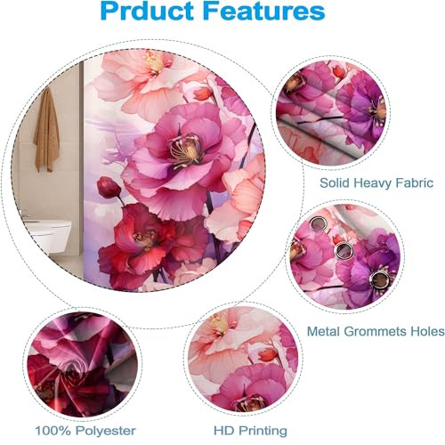 Custom Printed Bath Curtain — custom printed polyester bath curtain detail view