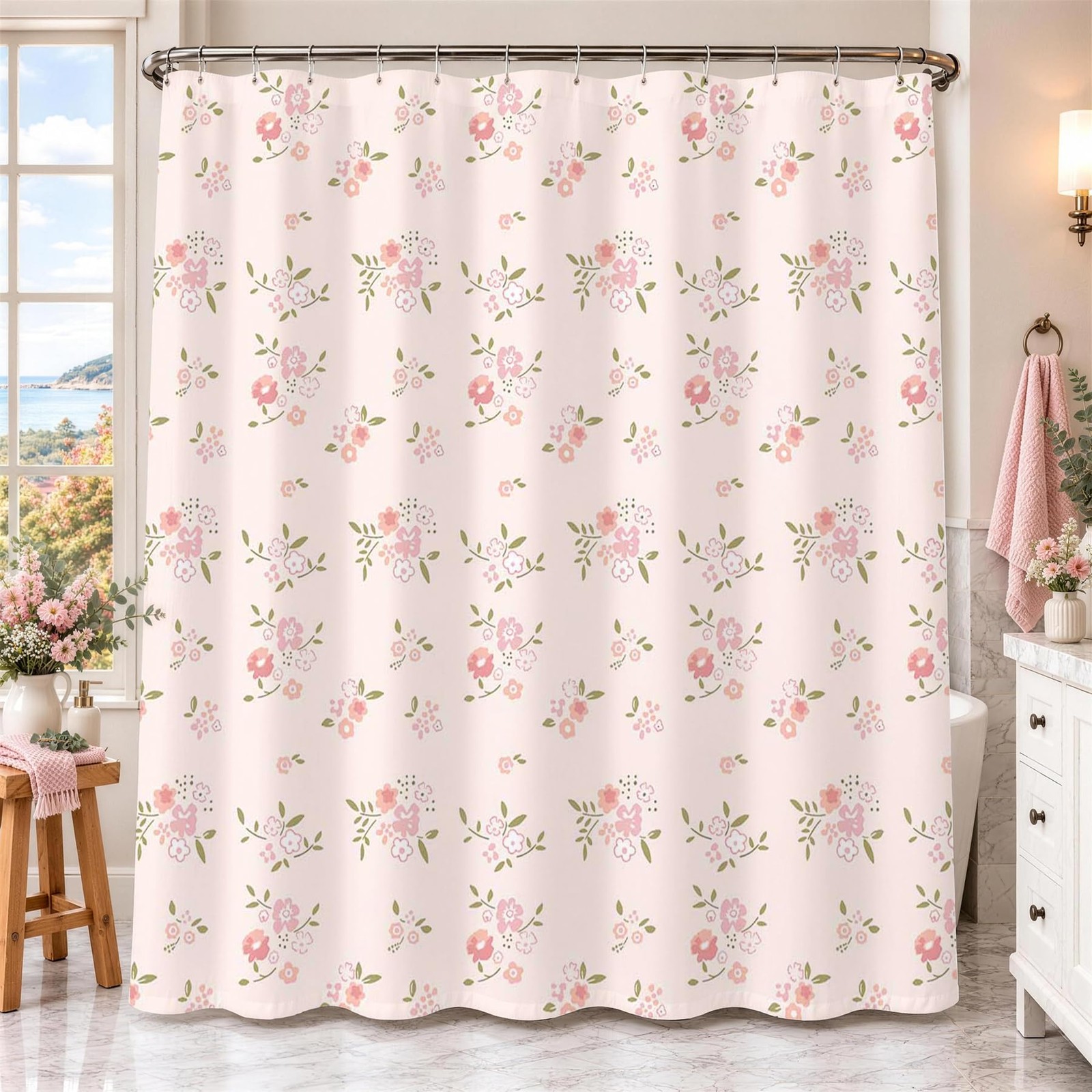 Custom Printed Bath Curtain — custom printed polyester bath curtain