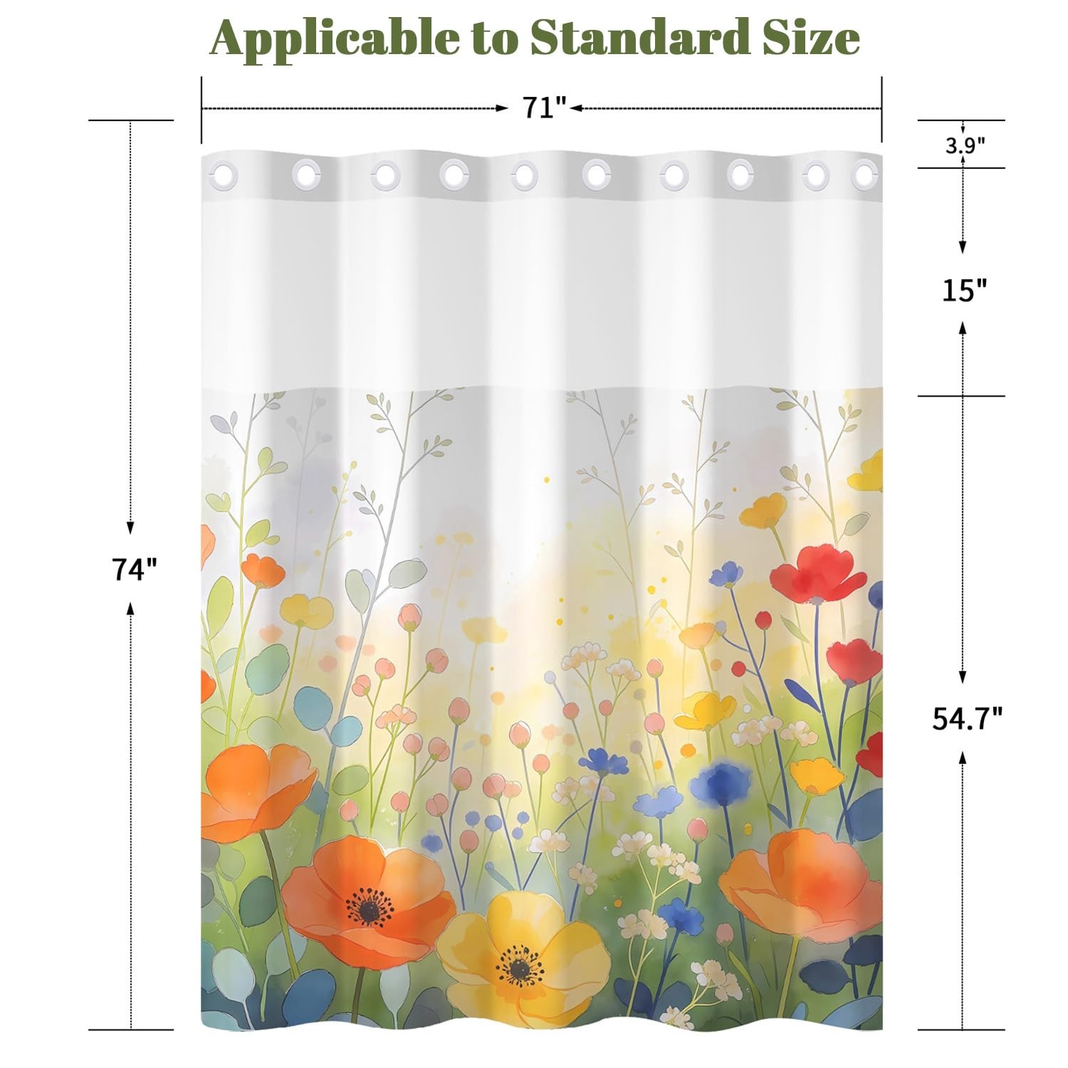 Custom Printed Bath Curtain — custom printed polyester bath curtain detail view