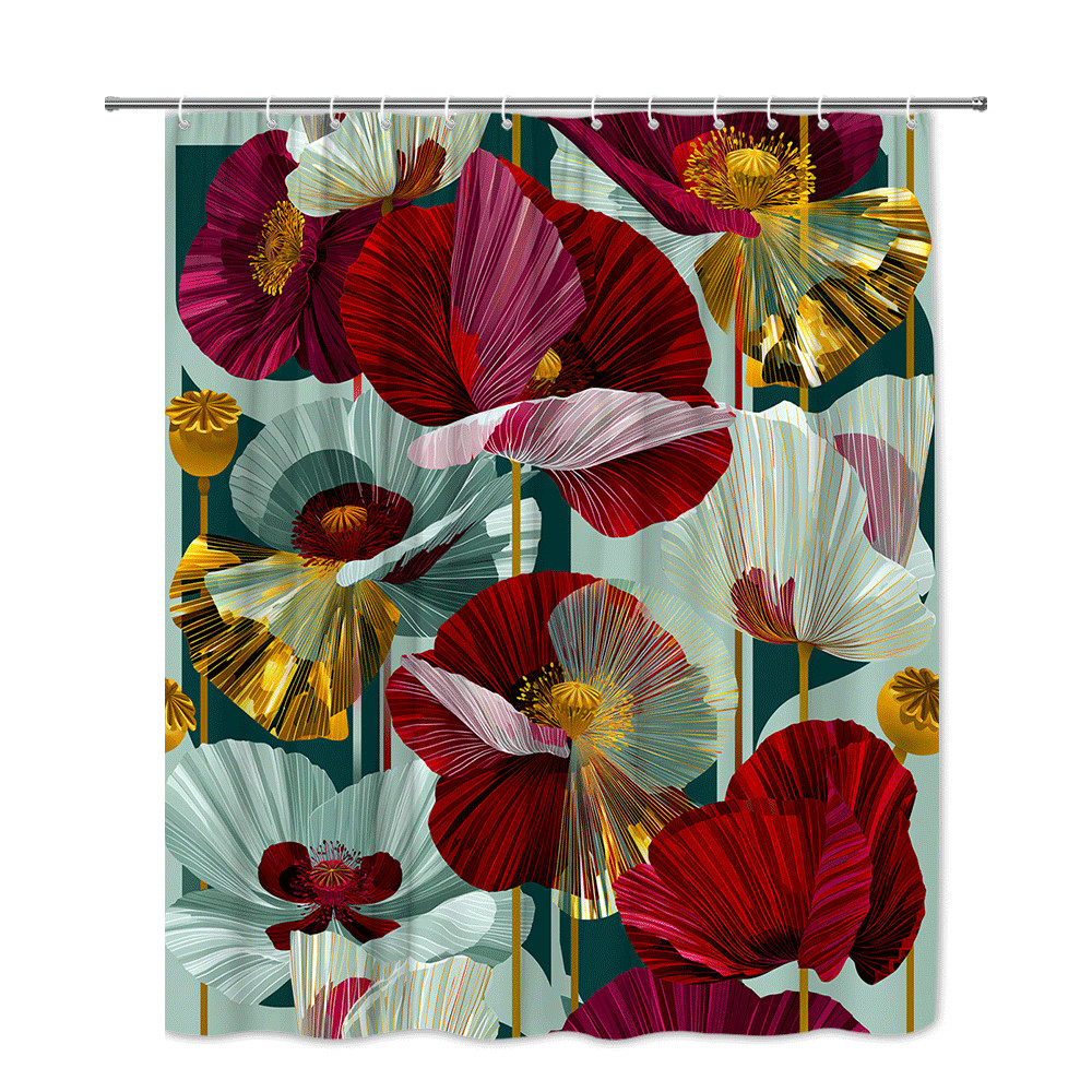 Custom Printed Bath Curtain — custom printed polyester bath curtain detail view