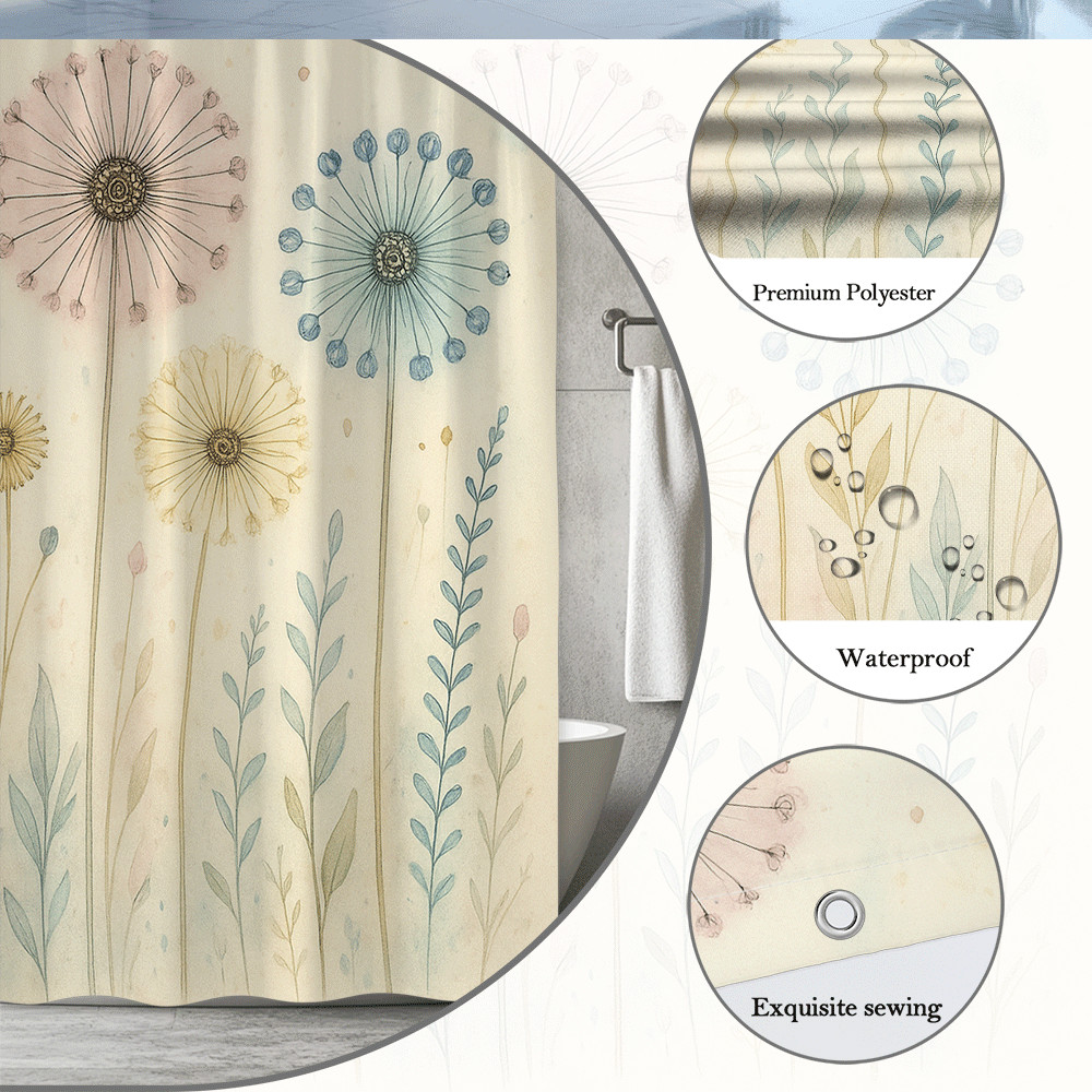 Custom Printed Bath Curtain — custom printed polyester bath curtain detail view