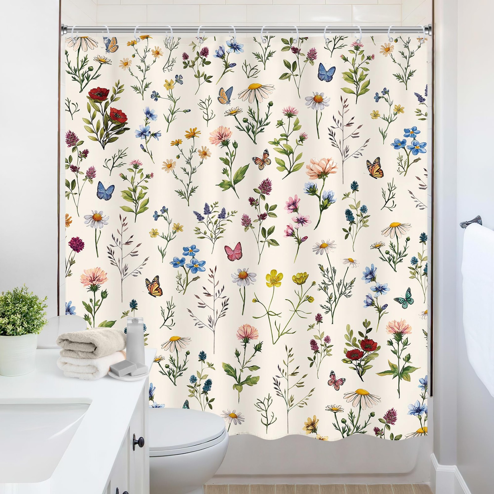 Custom Printed Bath Curtain — custom printed polyester bath curtain detail view