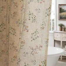 Floral Farmhouse Vintage Linen Shower Curtain, 72X72, French Country Style — custom printed polyester bath curtain