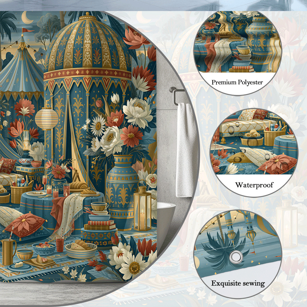 Custom Printed Bath Curtain — custom printed polyester bath curtain detail view