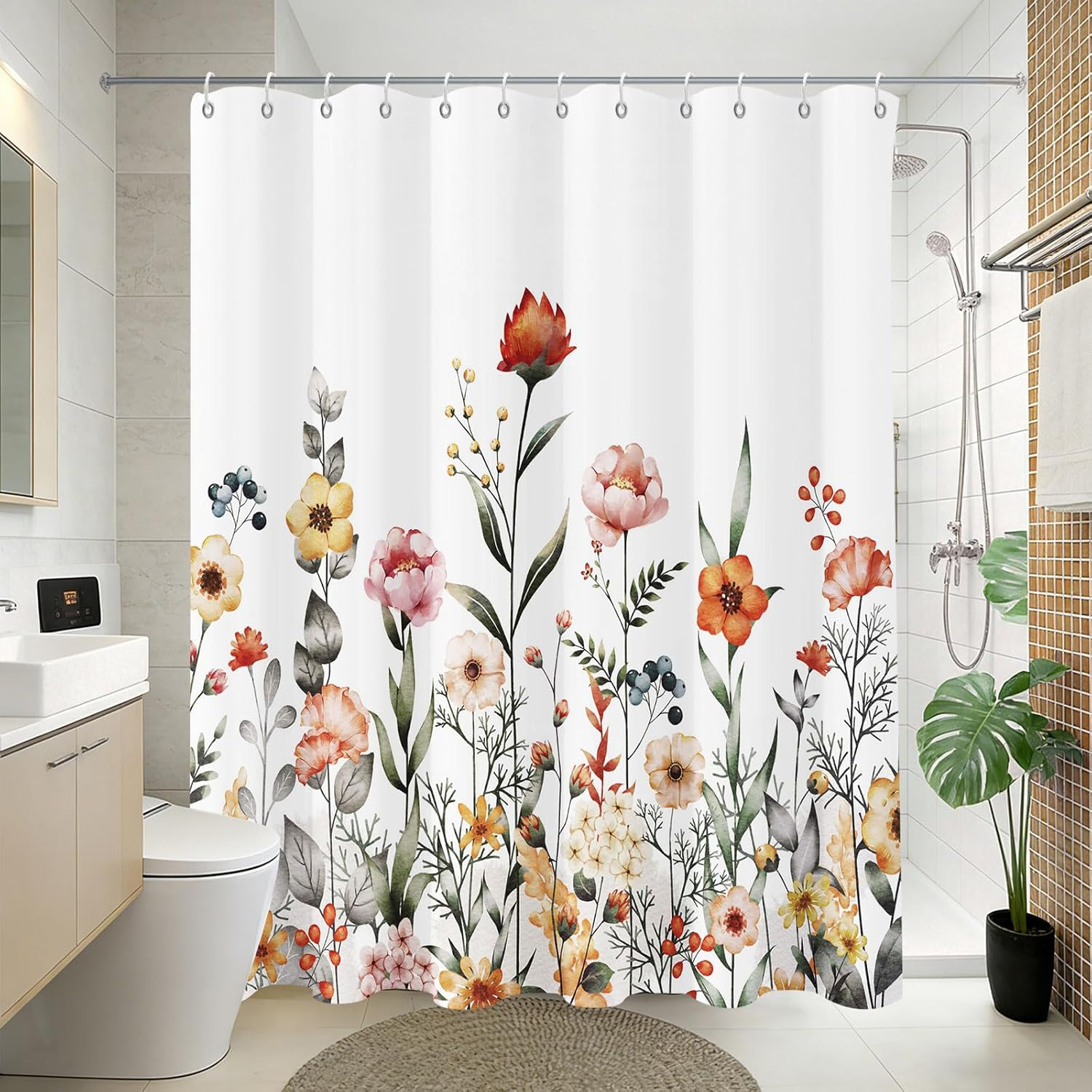 Custom Printed Bath Curtain — custom printed polyester bath curtain detail view