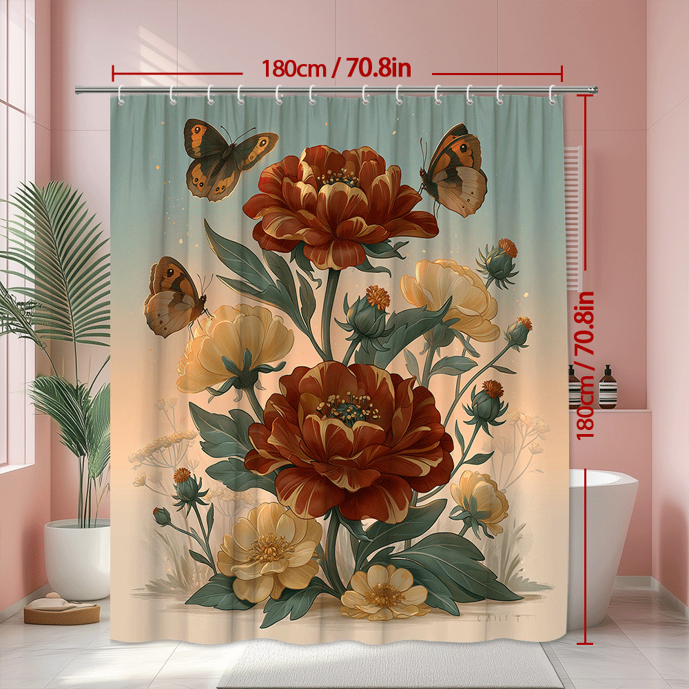 Custom Printed Bath Curtain — custom printed polyester bath curtain detail view