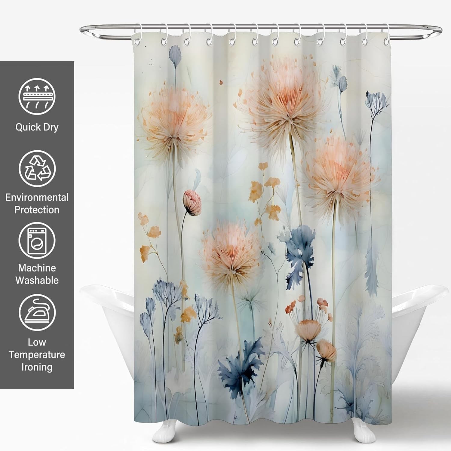 Custom Printed Bath Curtain — custom printed polyester bath curtain detail view
