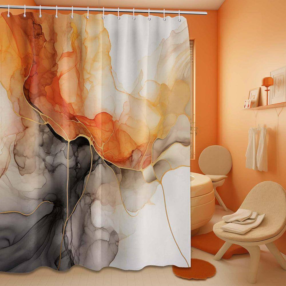 Custom Printed Bath Curtain — custom printed polyester bath curtain detail view