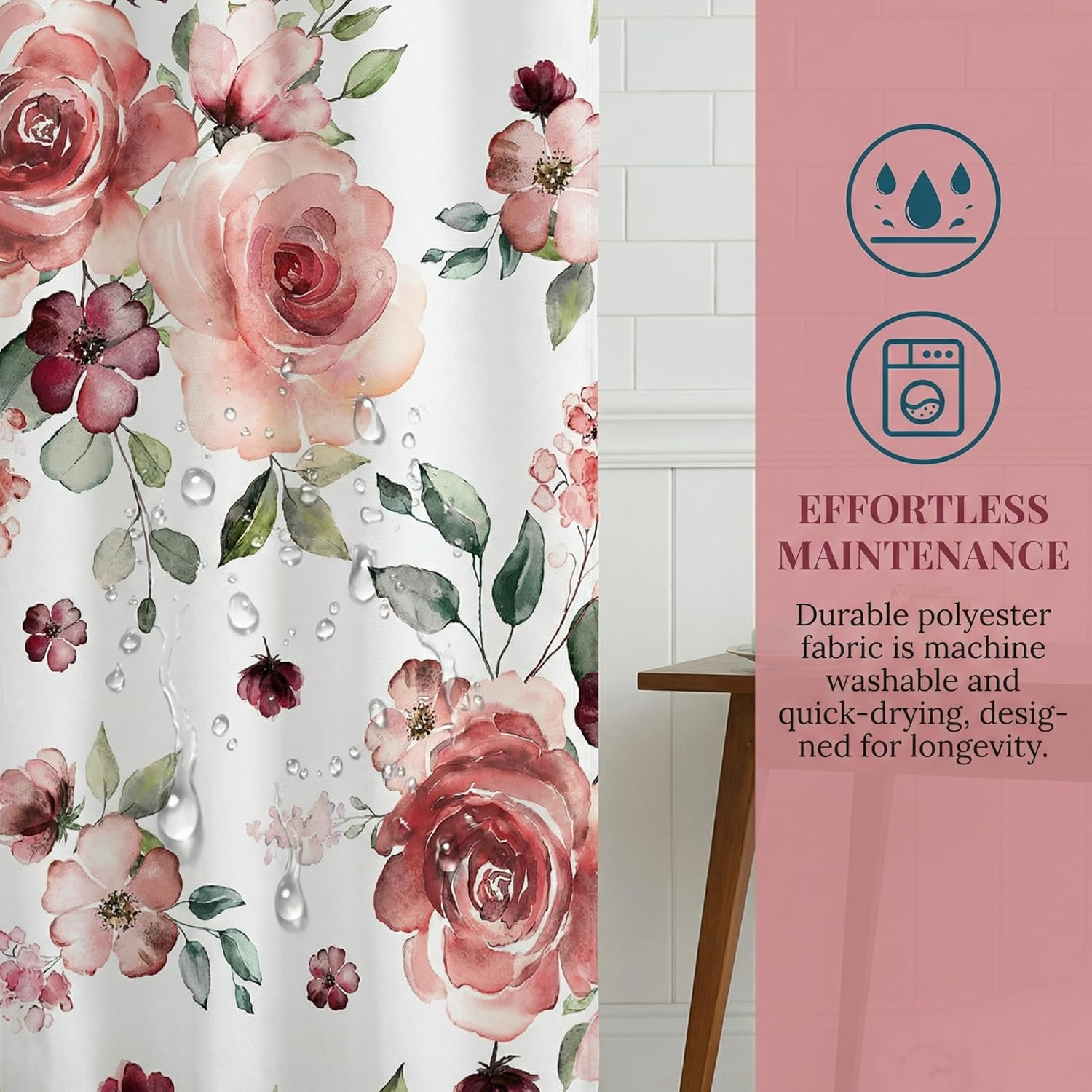 Custom Printed Bath Curtain — custom printed polyester bath curtain detail view