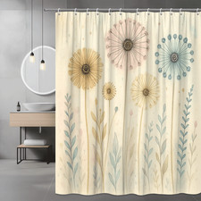 Floral Shower Curtain - Vintage Style Botanical Design, Waterproof Fabric — custom printed polyester bath curtain