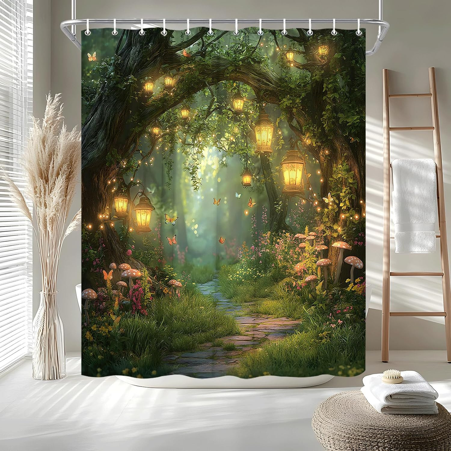 Custom Printed Bath Curtain — custom printed polyester bath curtain detail view