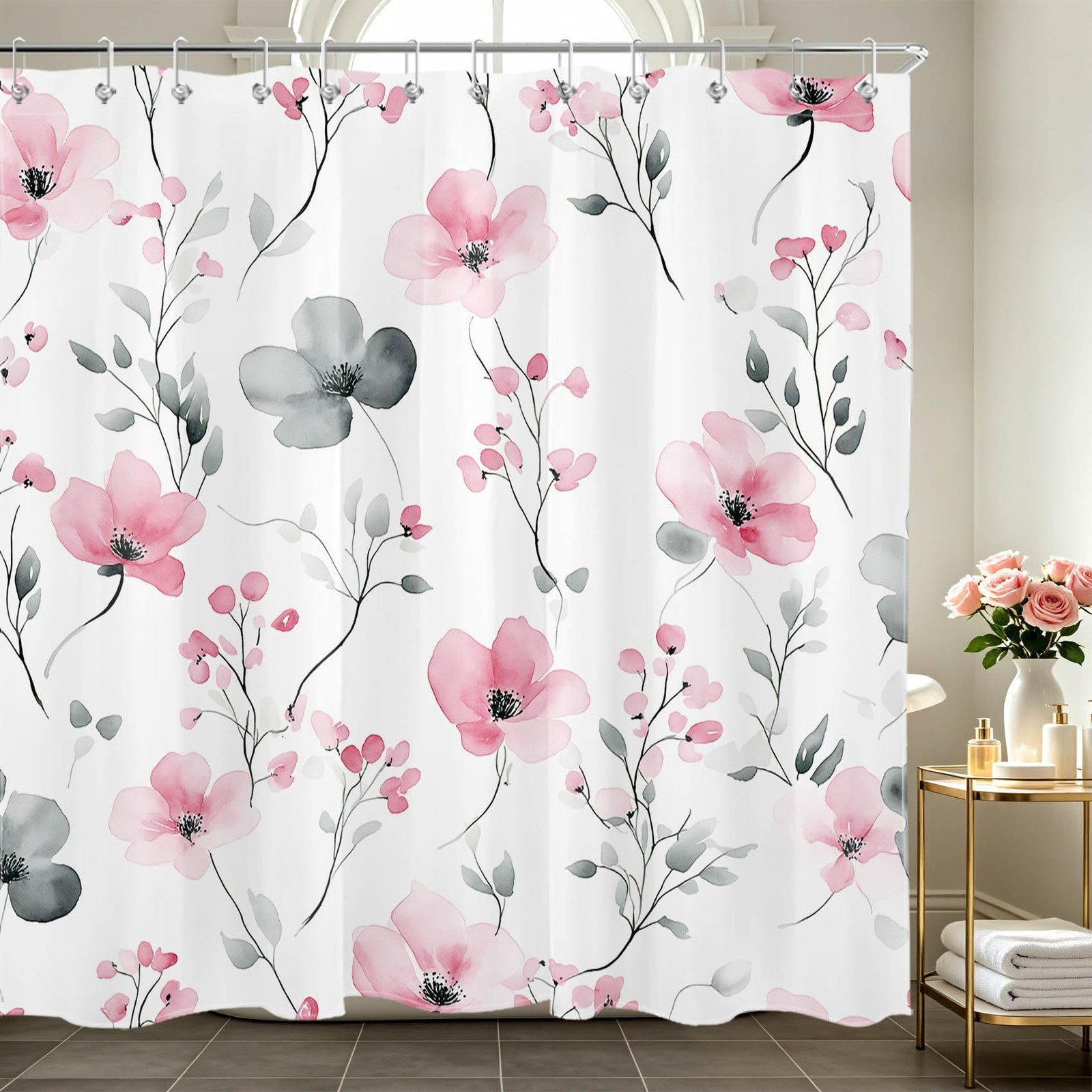 Custom Printed Bath Curtain — custom printed polyester bath curtain detail view
