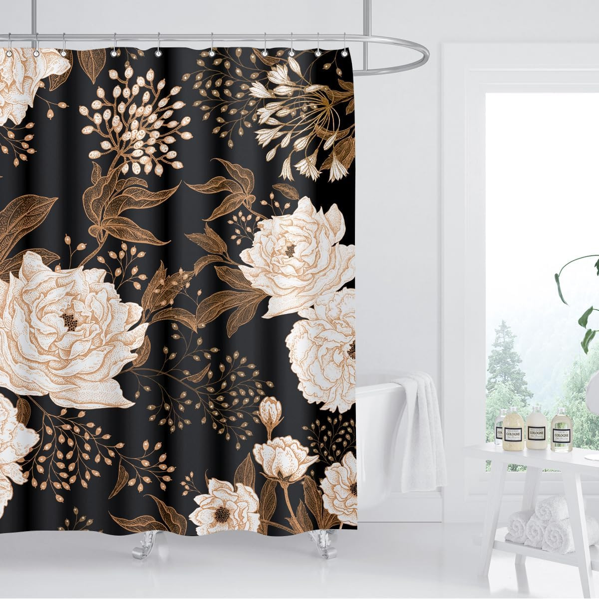Custom Printed Bath Curtain — custom printed polyester bath curtain detail view