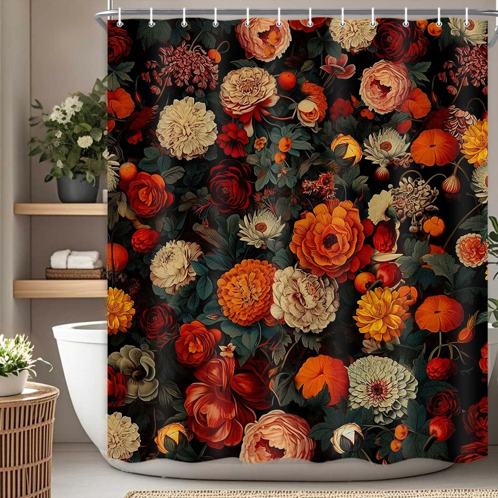 Custom Printed Bath Curtain — custom printed polyester bath curtain detail view
