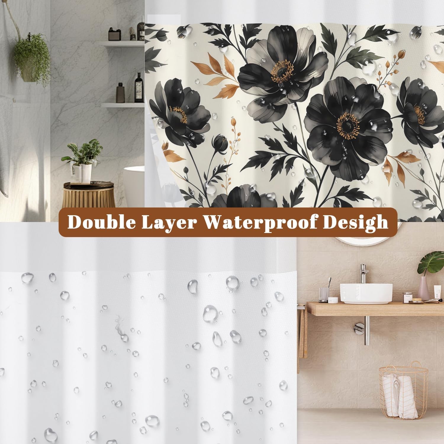 Custom Printed Bath Curtain — custom printed polyester bath curtain detail view