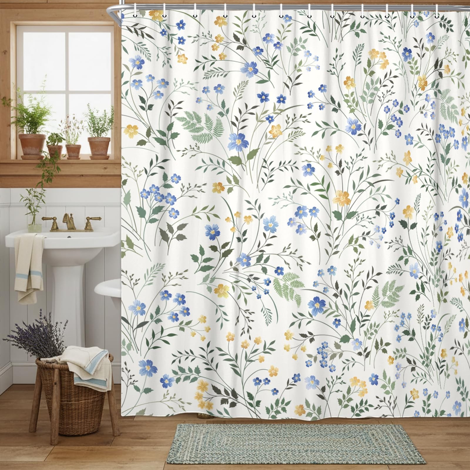 Custom Printed Bath Curtain — custom printed polyester bath curtain detail view