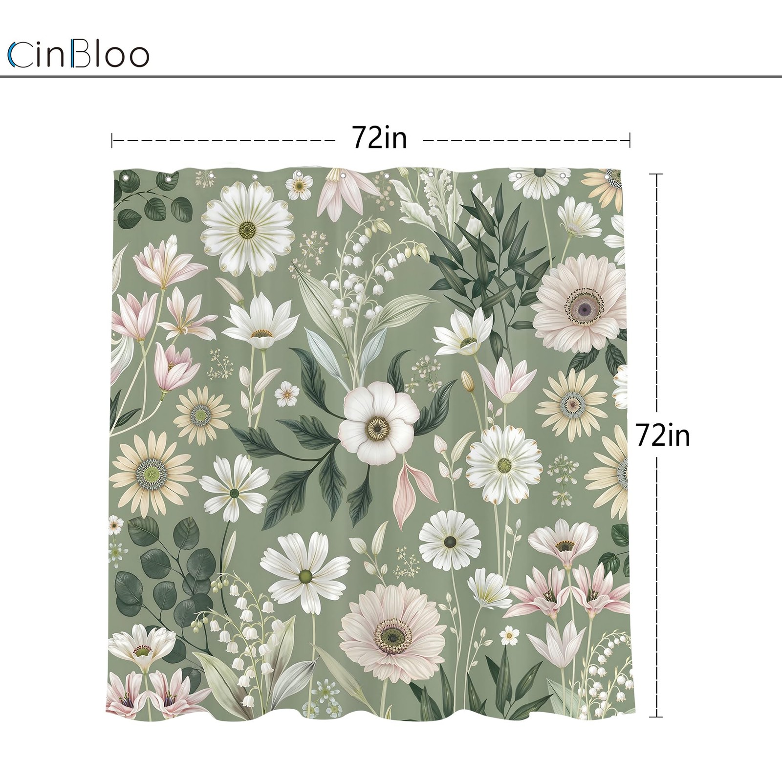 Custom Printed Bath Curtain — custom printed polyester bath curtain detail view