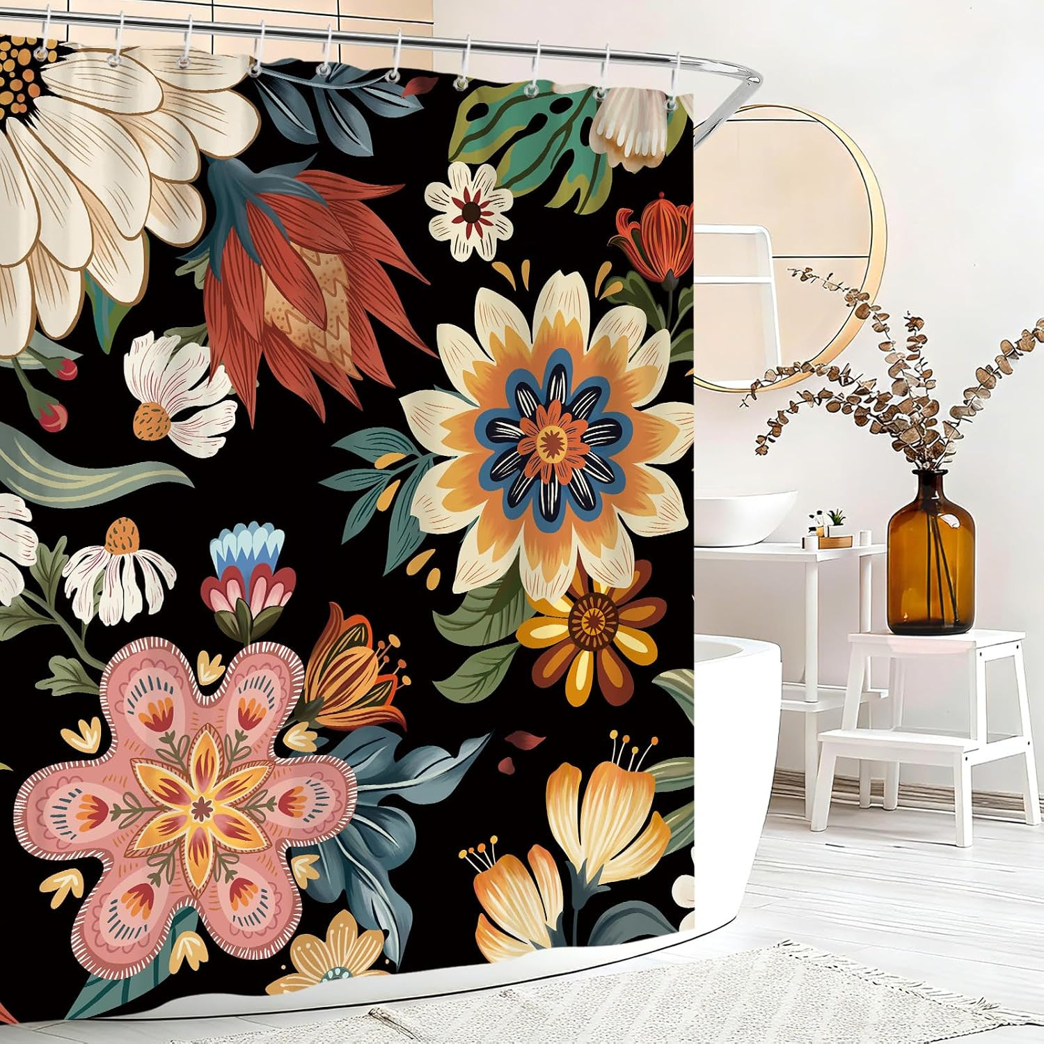 Custom Printed Bath Curtain — custom printed polyester bath curtain detail view