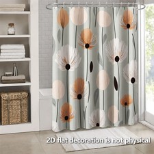 1PC Waterproof Shower Curtain Minimalist Flower Pattern for Bathroom Decor — custom printed polyester bath curtain