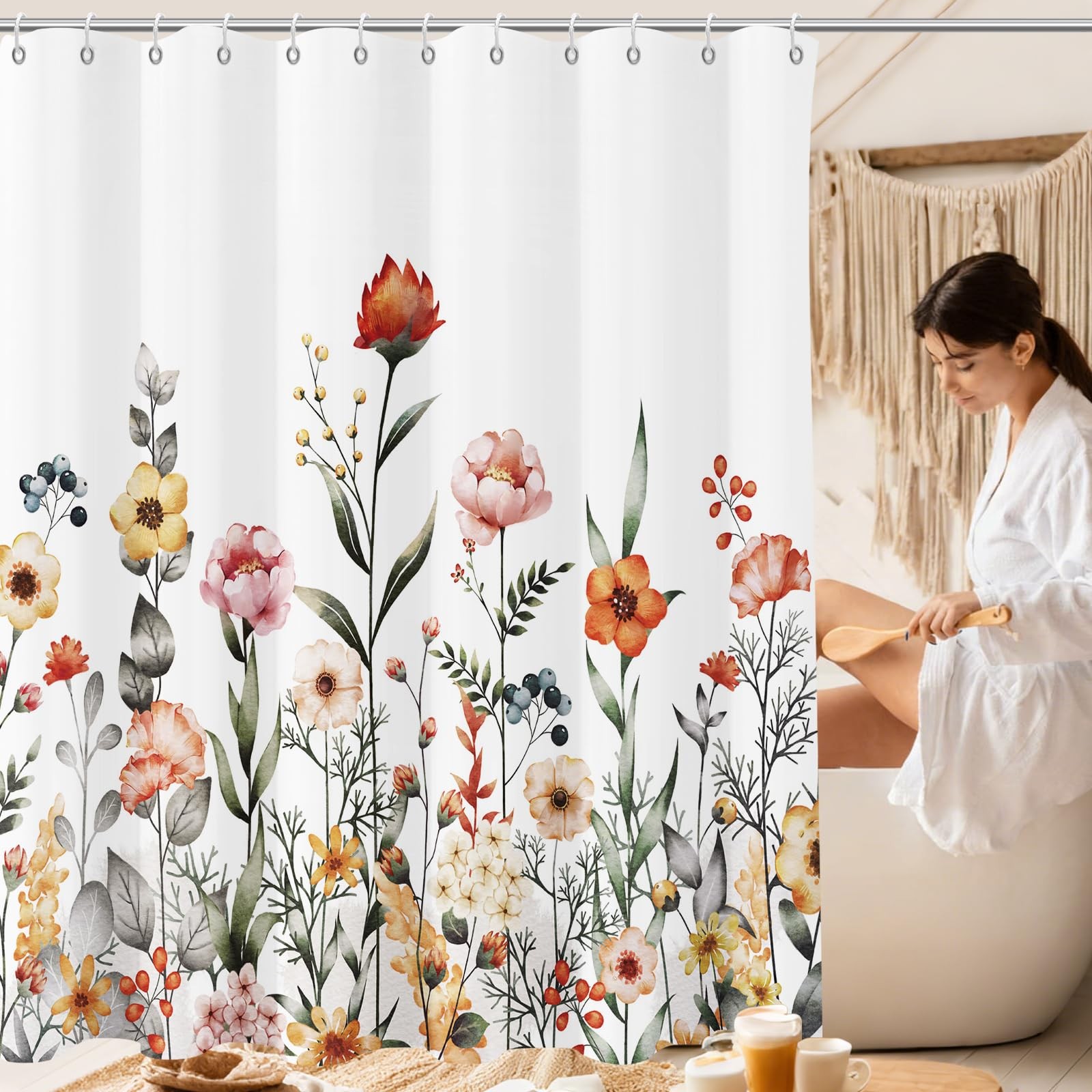 Custom Printed Bath Curtain — custom printed polyester bath curtain detail view