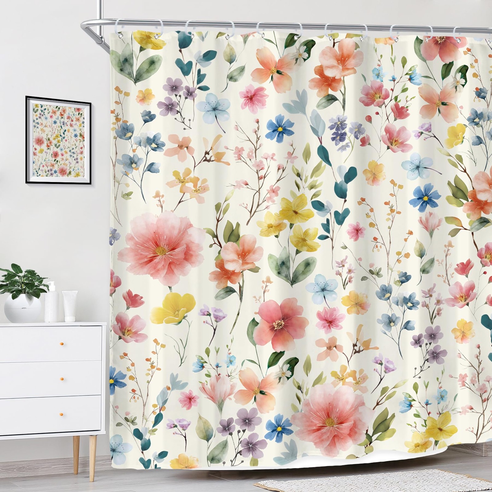 Custom Printed Bath Curtain — custom printed polyester bath curtain detail view