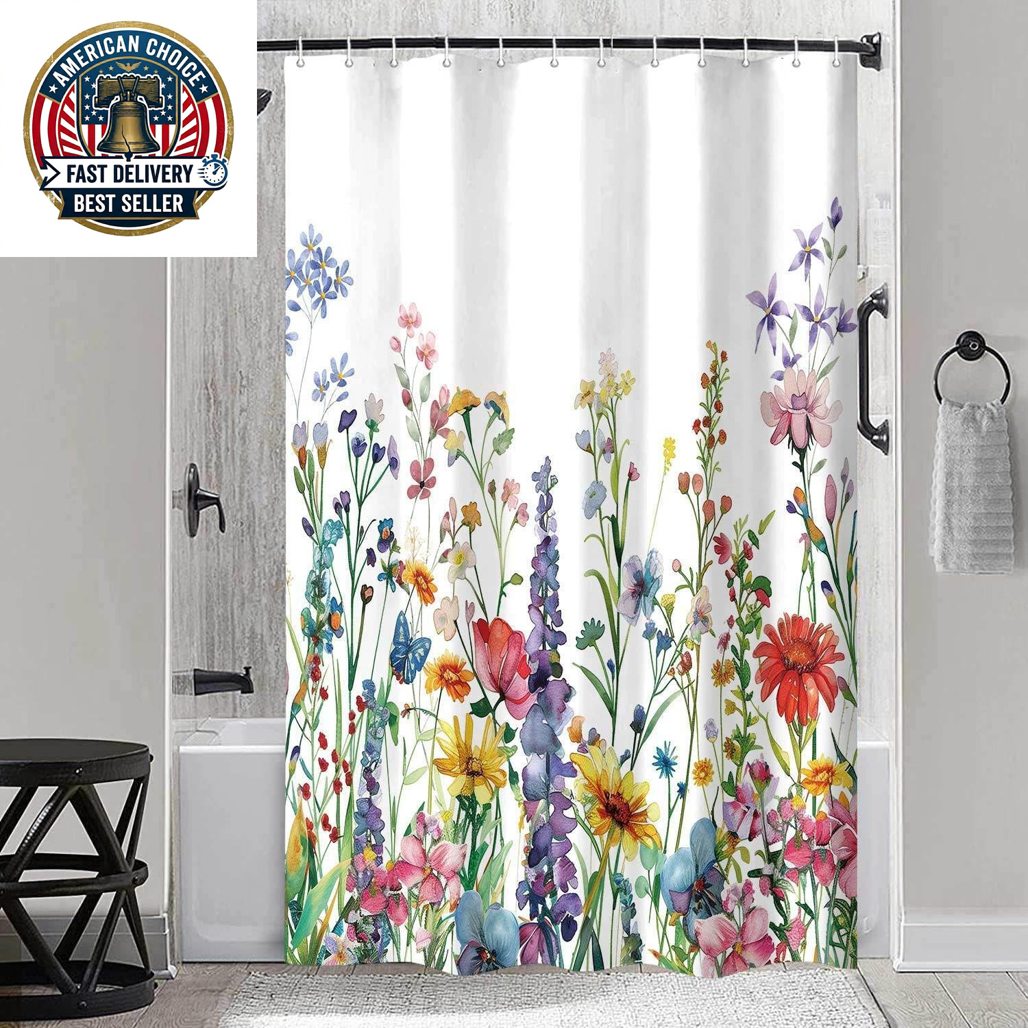 Custom Printed Bath Curtain — custom printed polyester bath curtain detail view