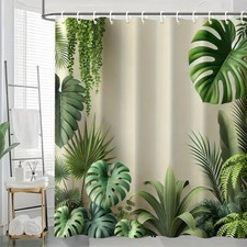 Tropical Palm Leaves Waterproof Shower Curtain Bathroom Decor Multi-size — custom printed polyester bath curtain