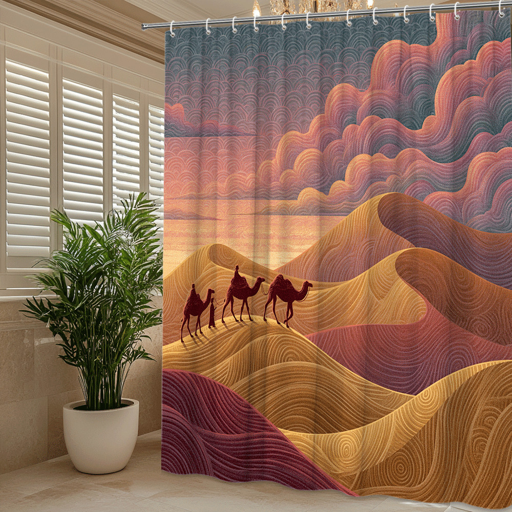 Custom Printed Bath Curtain — custom printed polyester bath curtain detail view