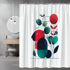Abstract Floral Leaf Shower Curtain Modern Geometric Print — custom printed polyester bath curtain