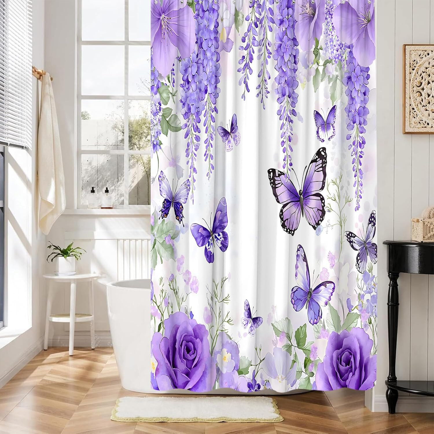 Custom Printed Bath Curtain — custom printed polyester bath curtain detail view