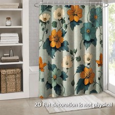 1PC Waterproof Shower Curtain Vintage Floral Pattern for Bathroom Decor — custom printed polyester bath curtain