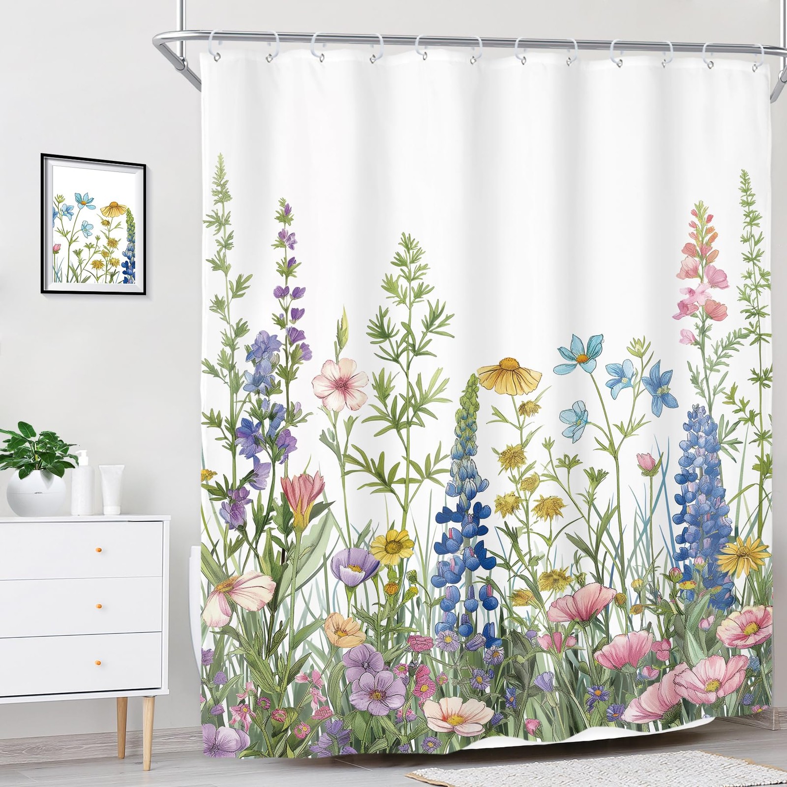 Custom Printed Bath Curtain — custom printed polyester bath curtain detail view