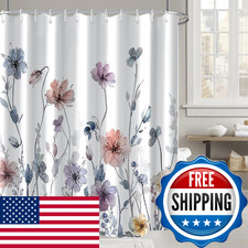 AWERT Wildflower Shower Curtain for Bathroom Watercolor Floral Shower Curtain wi — custom printed polyester bath curtain